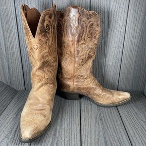 Justin MacKayla Light Brown Leather Boots Womens Size 8B L2561 Western Rodeo